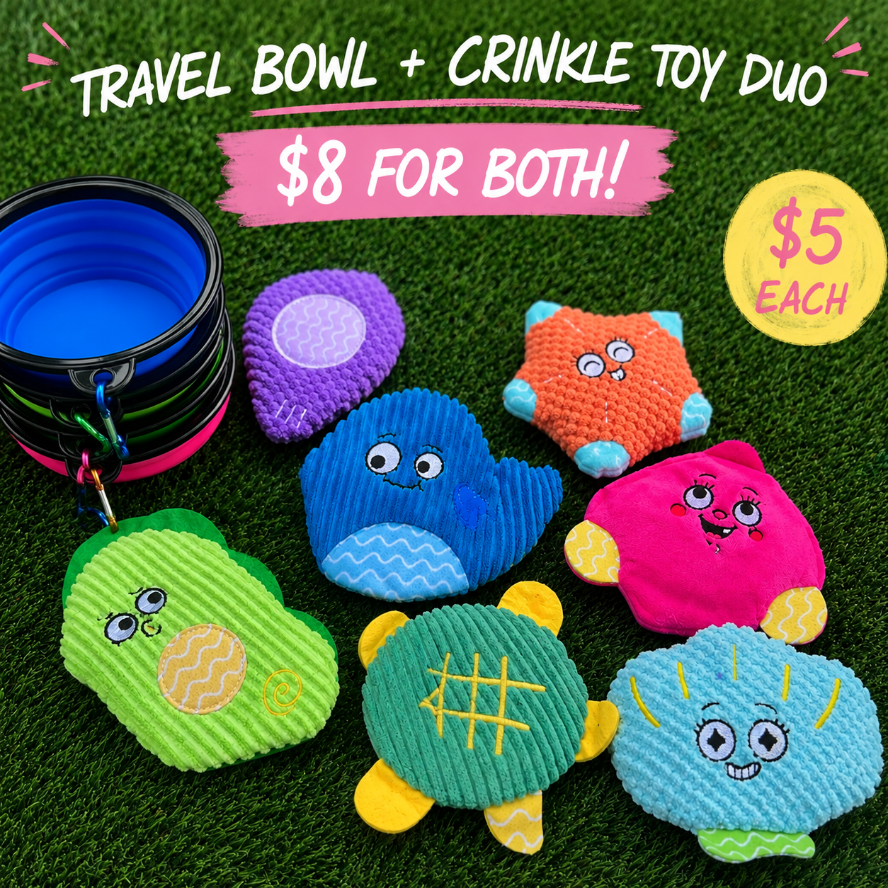 Poolside Duo (Toy + Travel Bowl)