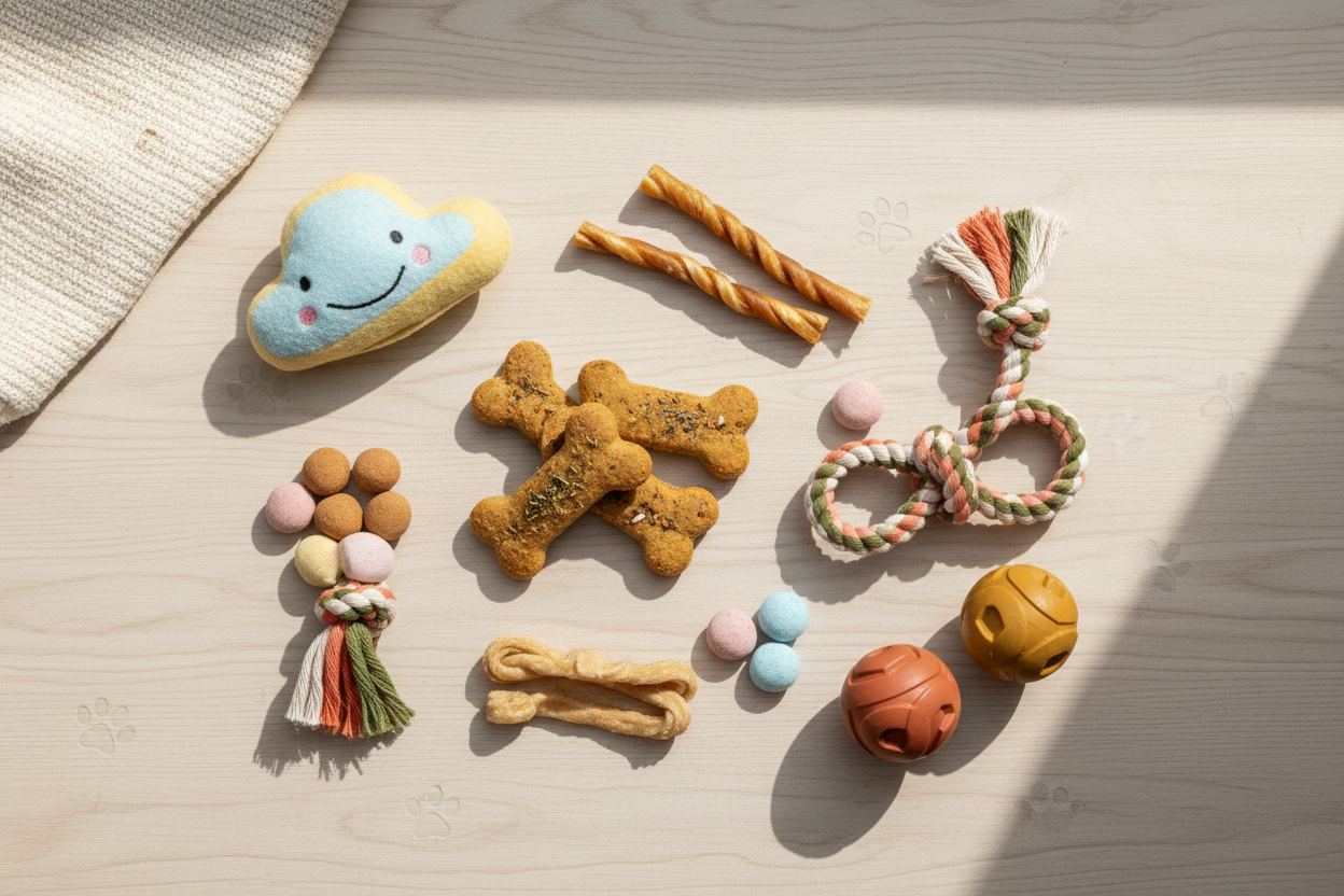 aesthetic dog treats and toys picture